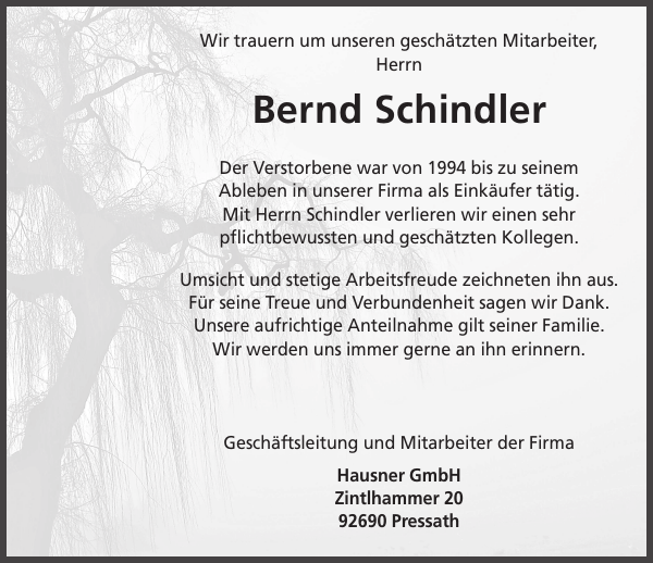 Bernd Schindler Traueranzeige S Chsische Zeitung