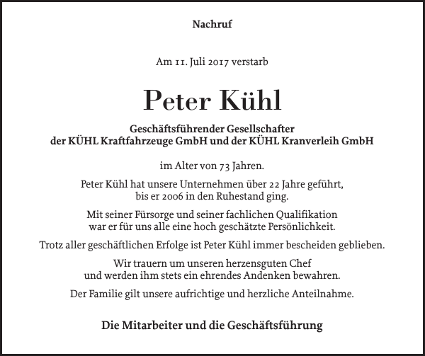 Peter Kühl Gedenken Elmshorner Nachrichten