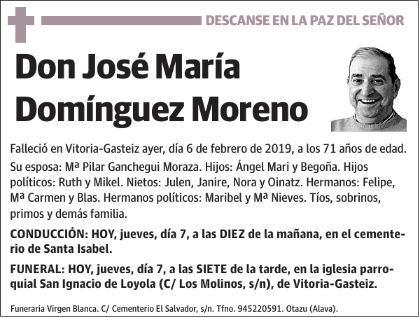 Esquela De Jos Mar A Dom Nguez Moreno Fallecimiento Esquela En El