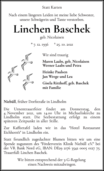 Linchen Baschek Gedenken Nordfriesland Tageblatt