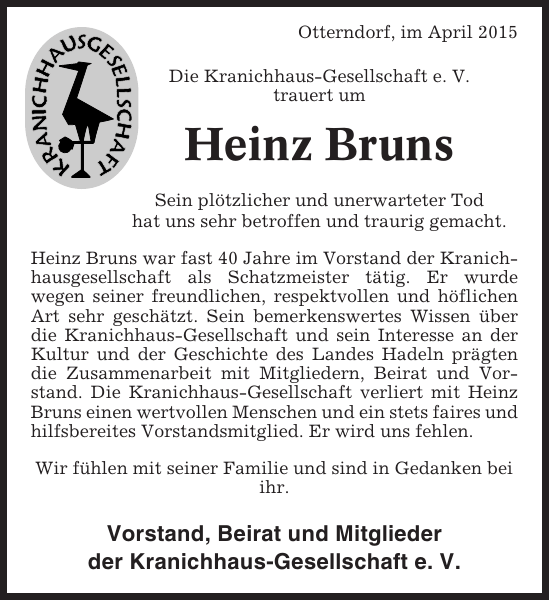 Heinz Bruns Gedenken Cuxhavener Nachrichten