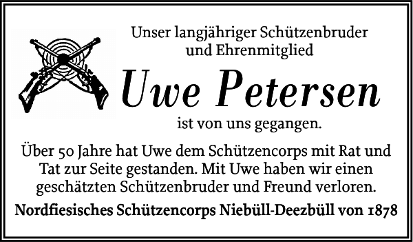 Uwe Petersen Gedenken Husumer Nachrichten