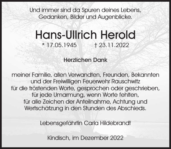 Hans Ullrich Herold Traueranzeige Sächsische Zeitung