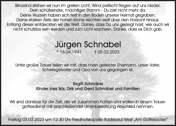 J Rgen Schnabel Traueranzeige S Chsische Zeitung