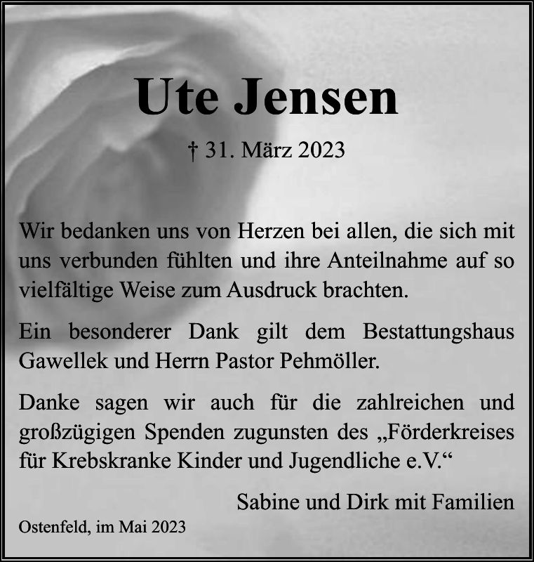 Ute Jensen Danksagung Husumer Nachrichten