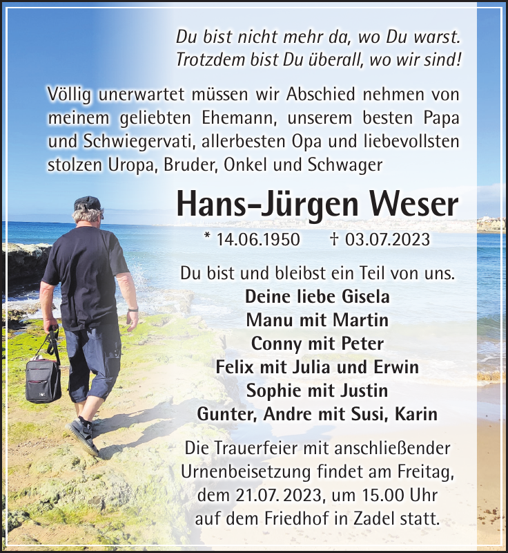 Hans J Rgen Weser Traueranzeige S Chsische Zeitung