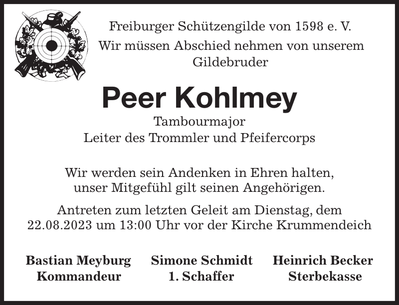 Peer Kohlmey Nachruf Stader Tageblatt