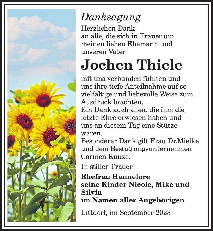 Jochen Thiele Traueranzeige S Chsische Zeitung