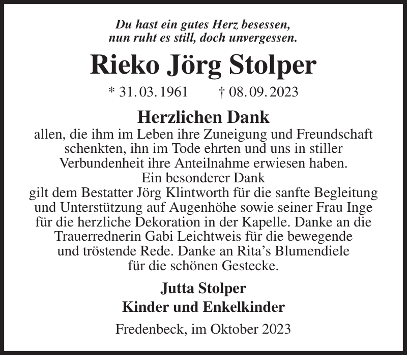 Rieko Jörg Stolper Danksagung Stader Tageblatt