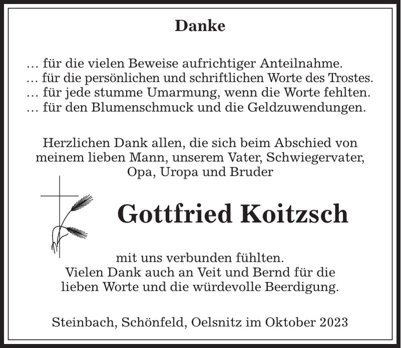 Gottfried Koitzsch Traueranzeige Sächsische Zeitung