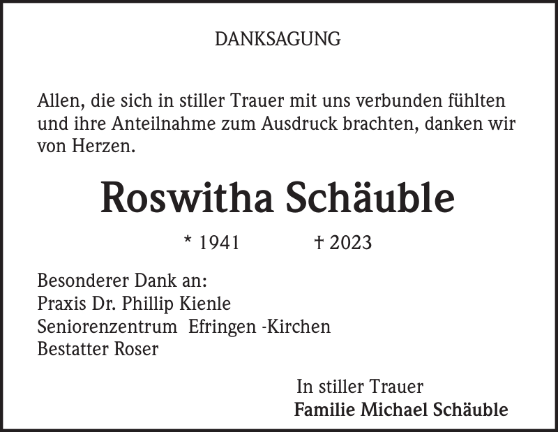 Roswitha Sch Uble Danksagung Badische Zeitung