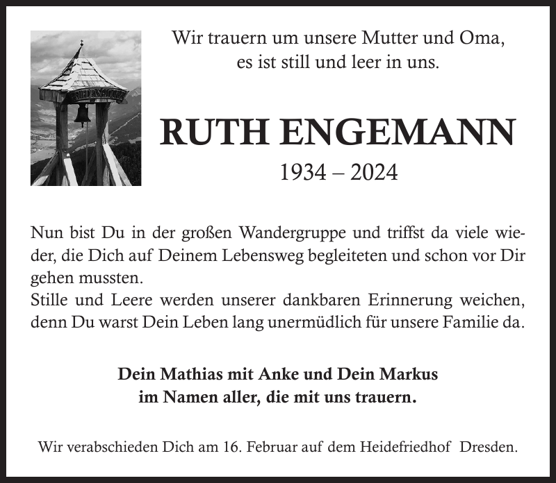 Ruth Engemann Traueranzeige S Chsische Zeitung