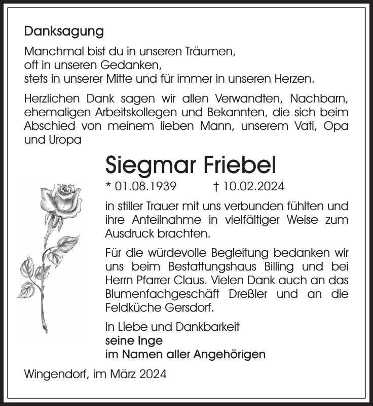 Siegmar Friebel Traueranzeige S Chsische Zeitung