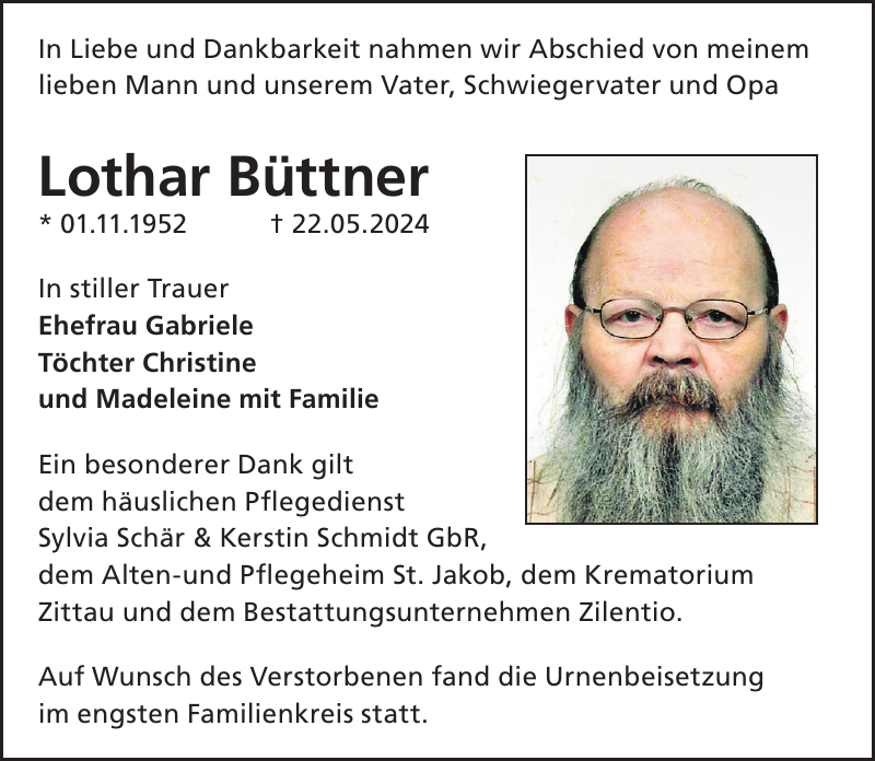 Lothar B Ttner Traueranzeige S Chsische Zeitung