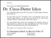 Dr. Claus-Dieter Icken: Nachruf