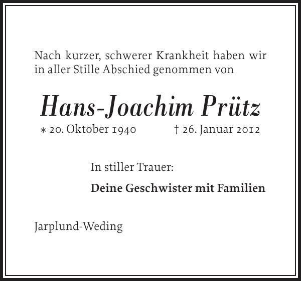 HansJoachim Prütz Gedenken Flensburger Tageblatt