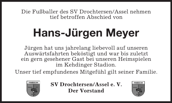 HansJürgen Meyer Nachruf Stader Tageblatt
