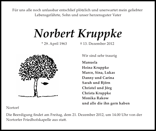 Norbert Kruppke Gedenken Landeszeitung