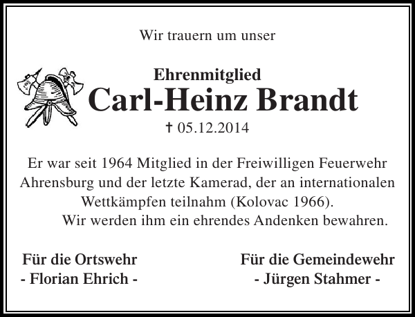 CarlHeinz Brandt Gedenken Stormarner Tageblatt