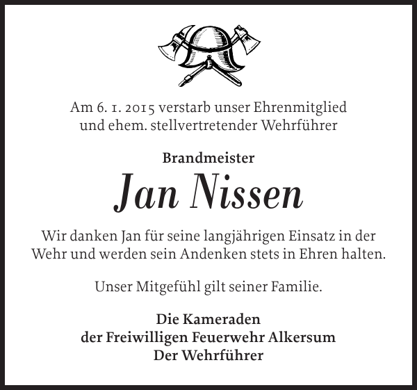 Jan Nissen Gedenken Der InselBote