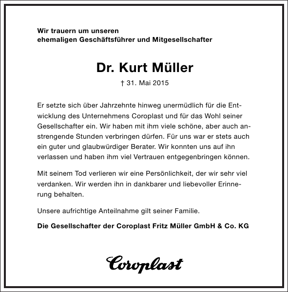 Dr. Kurt Müller Dr. Kurt Müller