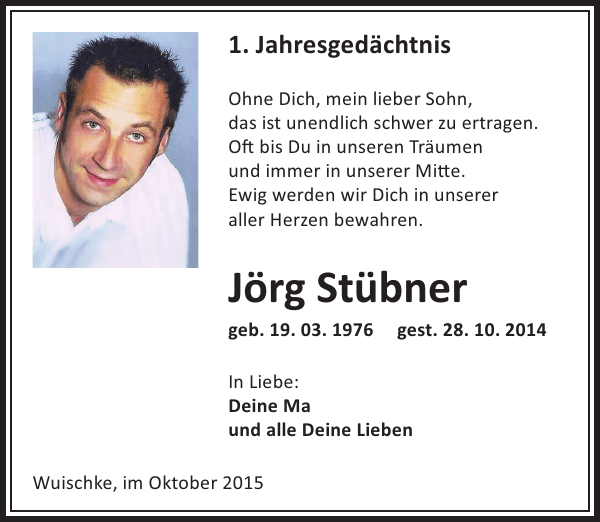 Jörg Stübner Traueranzeige Sächsische Zeitung