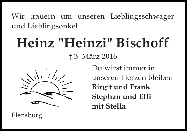 Heinz Bischoff Gedenken Flensburger Tageblatt