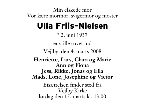 Ulla Friis-Nielsen : afdøde.dk