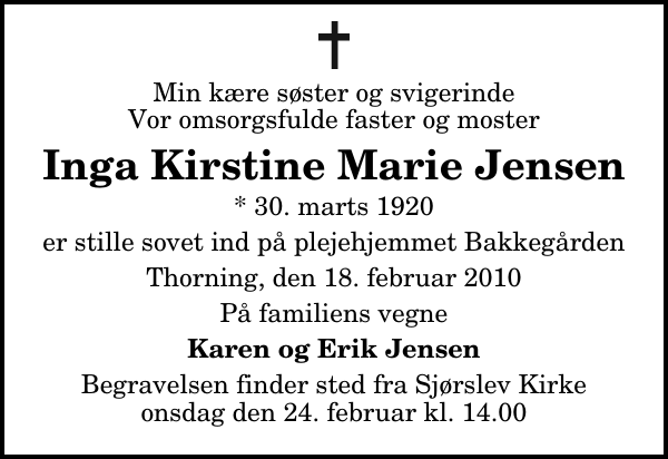 Inga Kirstine Marie Jensen : afdøde.dk