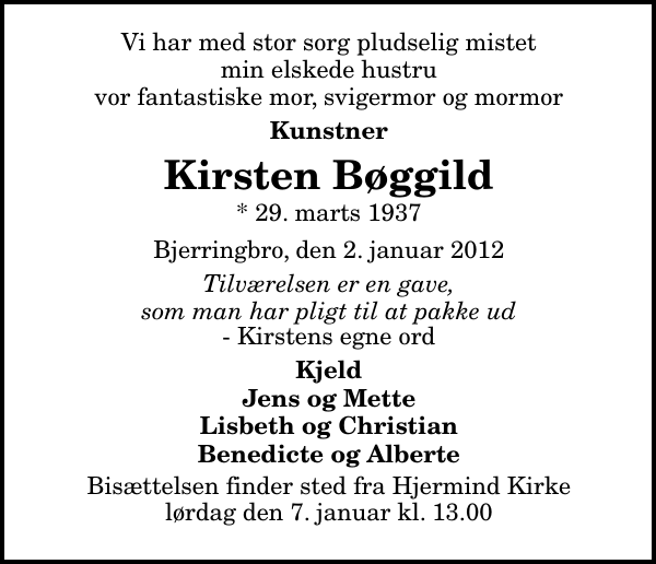 Kirsten Bøggild : afdøde.dk