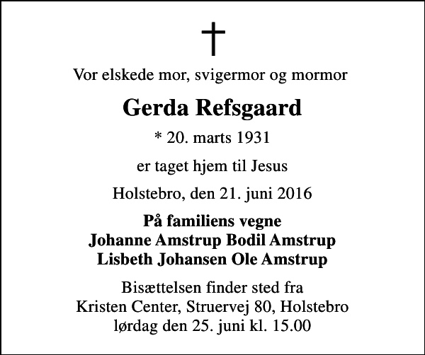 Gerda Refsgaard : afdøde.dk