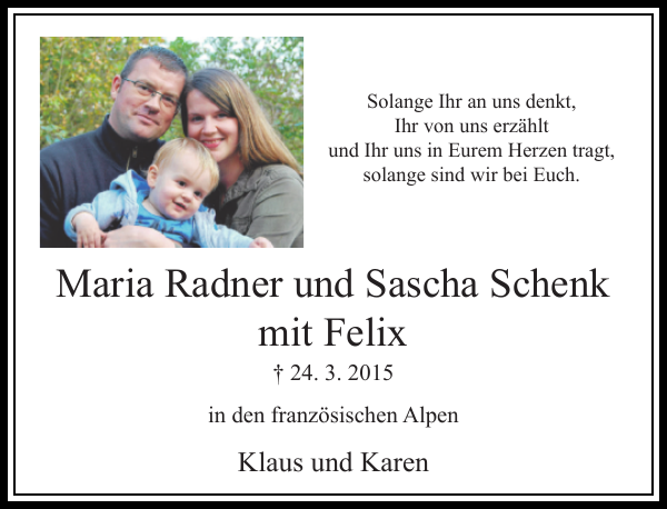 Maria Radner und Sascha Schenk mit Felix Jahresgedenken