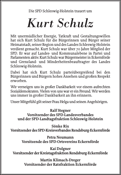 Kurt Schulz Gedenken Eckernförder Zeitung