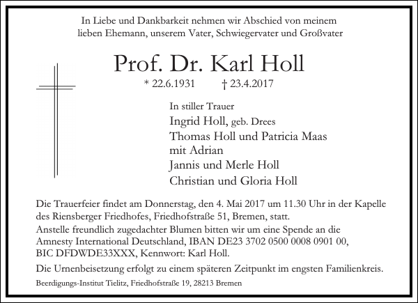 Prof. Dr. Karl Holl Prof. Dr. Karl Holl