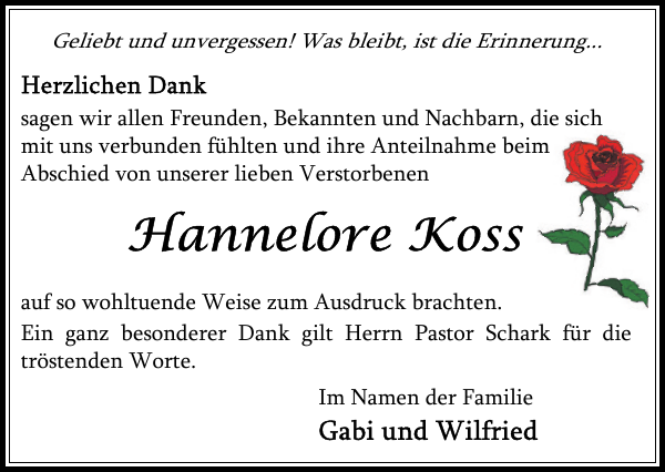 und ist Erinnerung Danksagung Stormarner Tageblatt