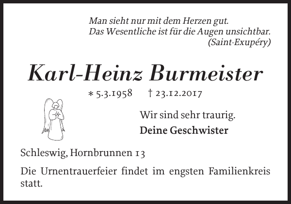 KarlHeinz Burmeister Traueranzeige Schleswiger Nachrichten