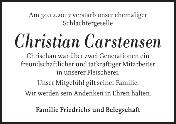 Christian Carstensen Gedenken Der InselBote