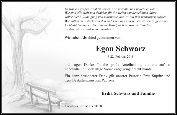 Egon Schwarz Danksagung Stormarner Tageblatt