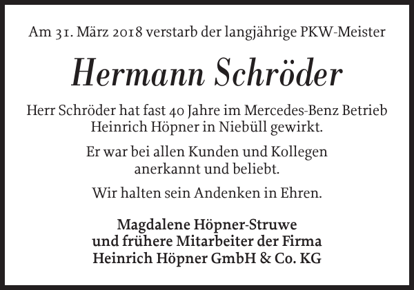 Hermann Schröder Gedenken Nordfriesland Tageblatt