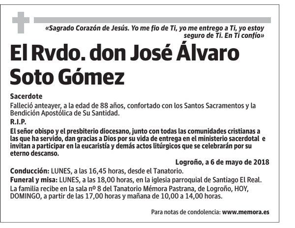 El Rvdo. don José Álvaro Soto Gómez