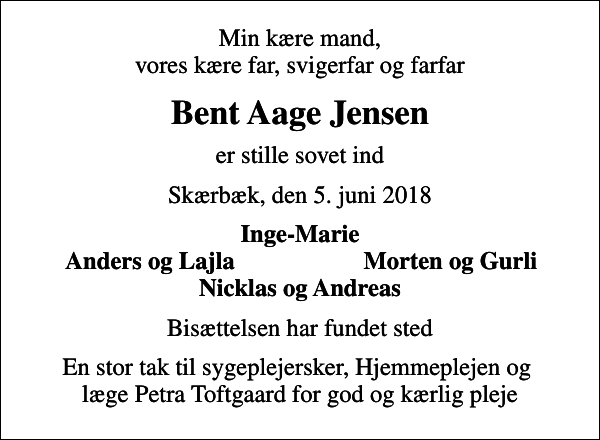 Bent Aage Jensen : afdøde.dk