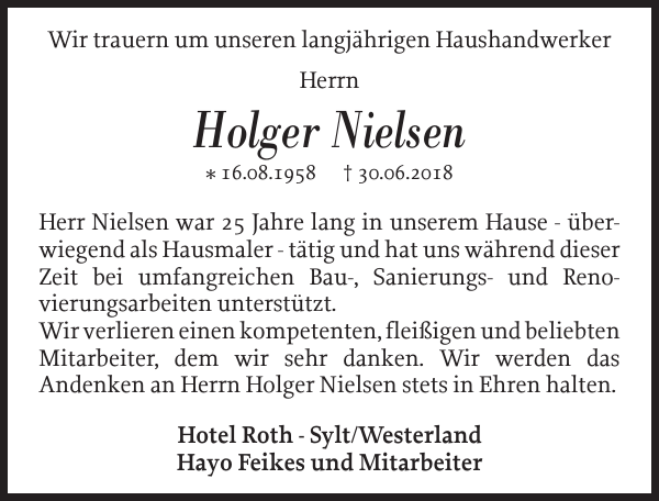 Holger Nielsen Gedenken Nordfriesland Tageblatt