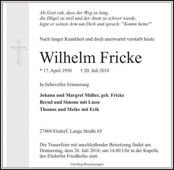 Wilhelm Fricke Gedenken Zevener Zeitung