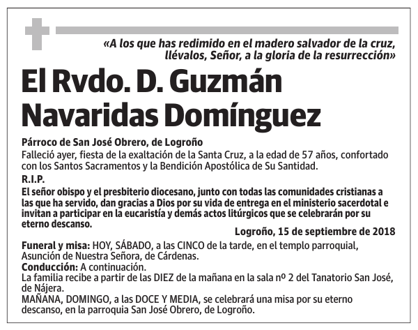 El Rvdo. D. Guzmán Navaridas Domínguez