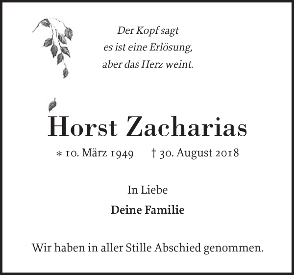 Horst Zacharias : Danksagung : Elmshorner Nachrichten