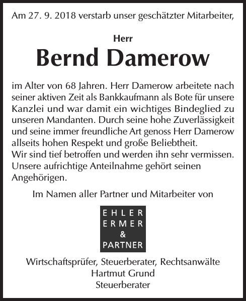 Bernd Damerow Gedenken Holsteinischer Courier