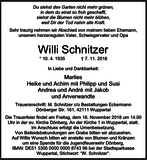 Anzeige für Willi Schnitzer
