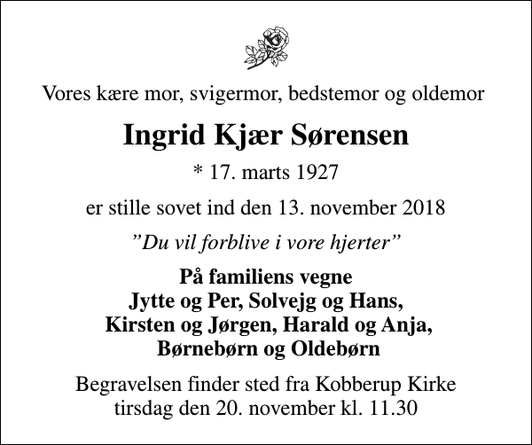 Ingrid Kjær Sørensen : afdøde.dk