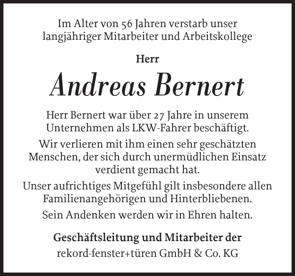 Andreas Bernert Gedenken Norddeutsche Rundschau
