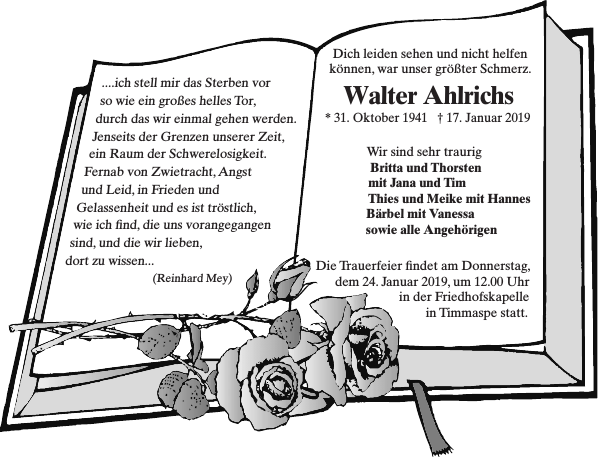 Walter Ahlrichs Gedenken Landeszeitung